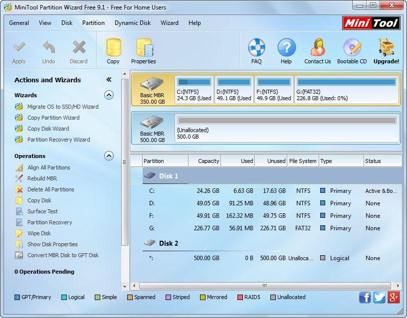 minitool partition wizard main interface