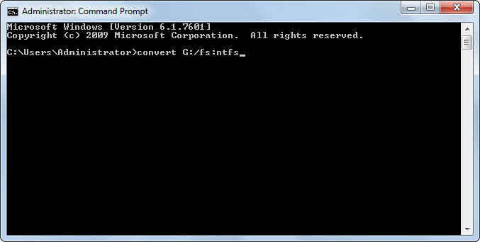 convert a flash drive to ntfs in command prompt