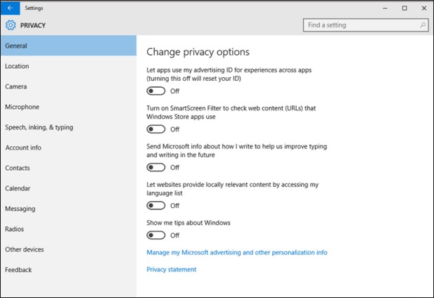 disable windows 10 tracking feature after installation or upgrade