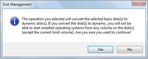 basic disk will convert to dynamic disk error message
